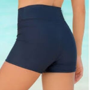 Women's Blue Short Mid Rise Swim Bikini Shorts Sommer Pool Lightweight Size XL